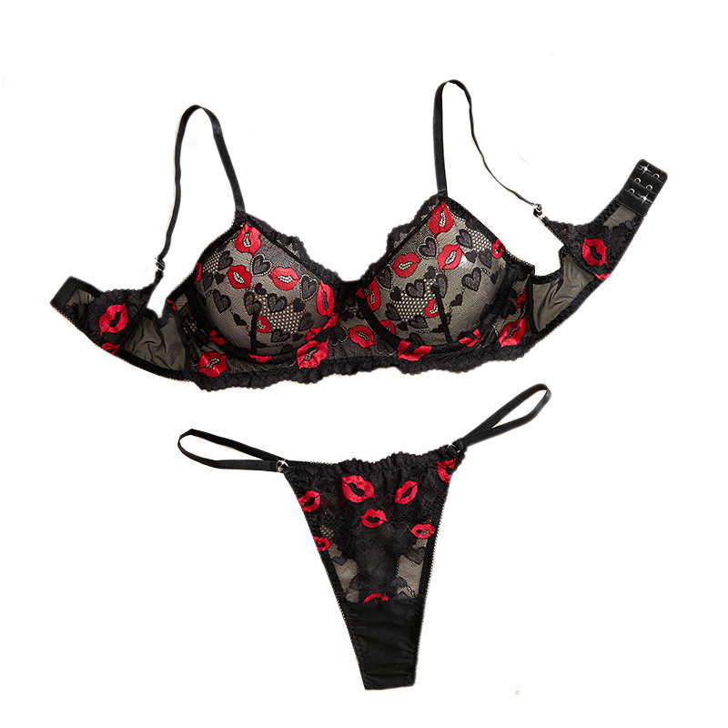 Lace Bralette Set - Intimo in pizzo trasparente, set di
