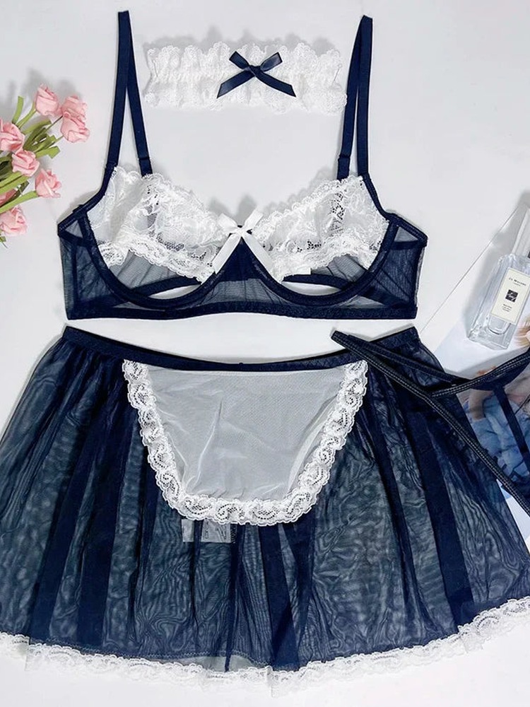 Costume da cameriera francese  - Sheer Bra Lace recensione e prezzo
